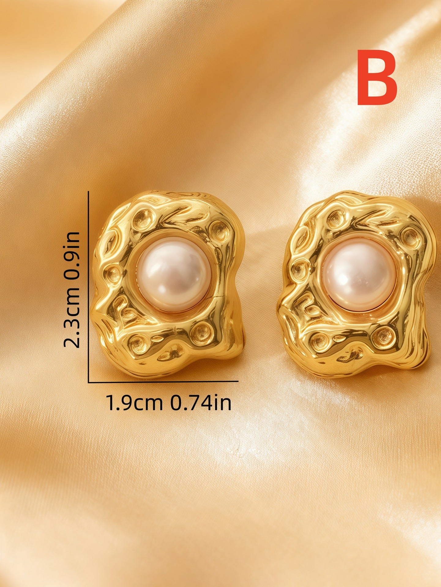 Wholesale Stainless steel gold irregular hollow embossed design earrings