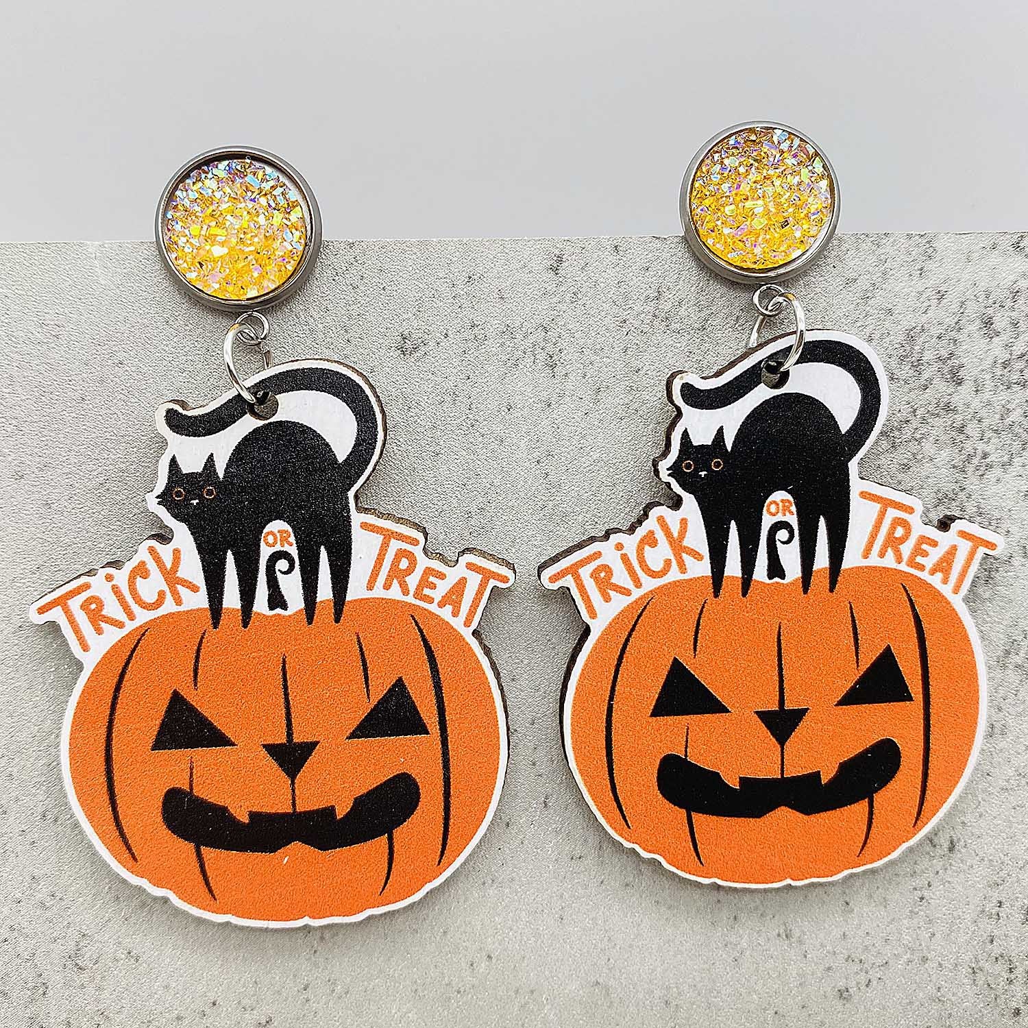 Wholesale Halloween Horror Pumpkin Castle Wood Earrings ACC-ES-ChenY026