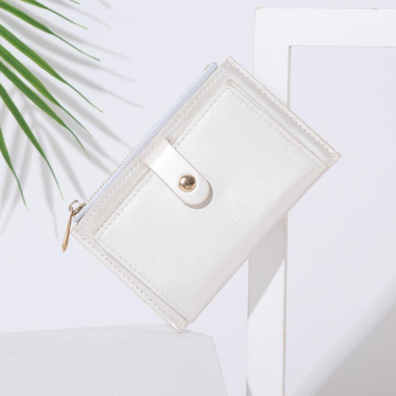 Wholesale Women S Multifunctional Card Holder And Coin Purse Solid Color PU Leather Sweet Chic Style For Everyday Use