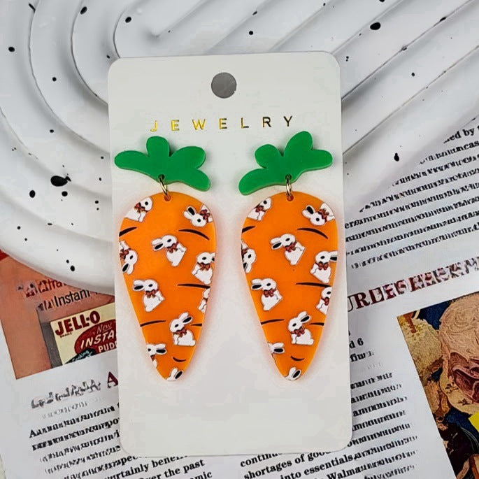 Wholesale Easter Acrylic Printed Bunny Earrings