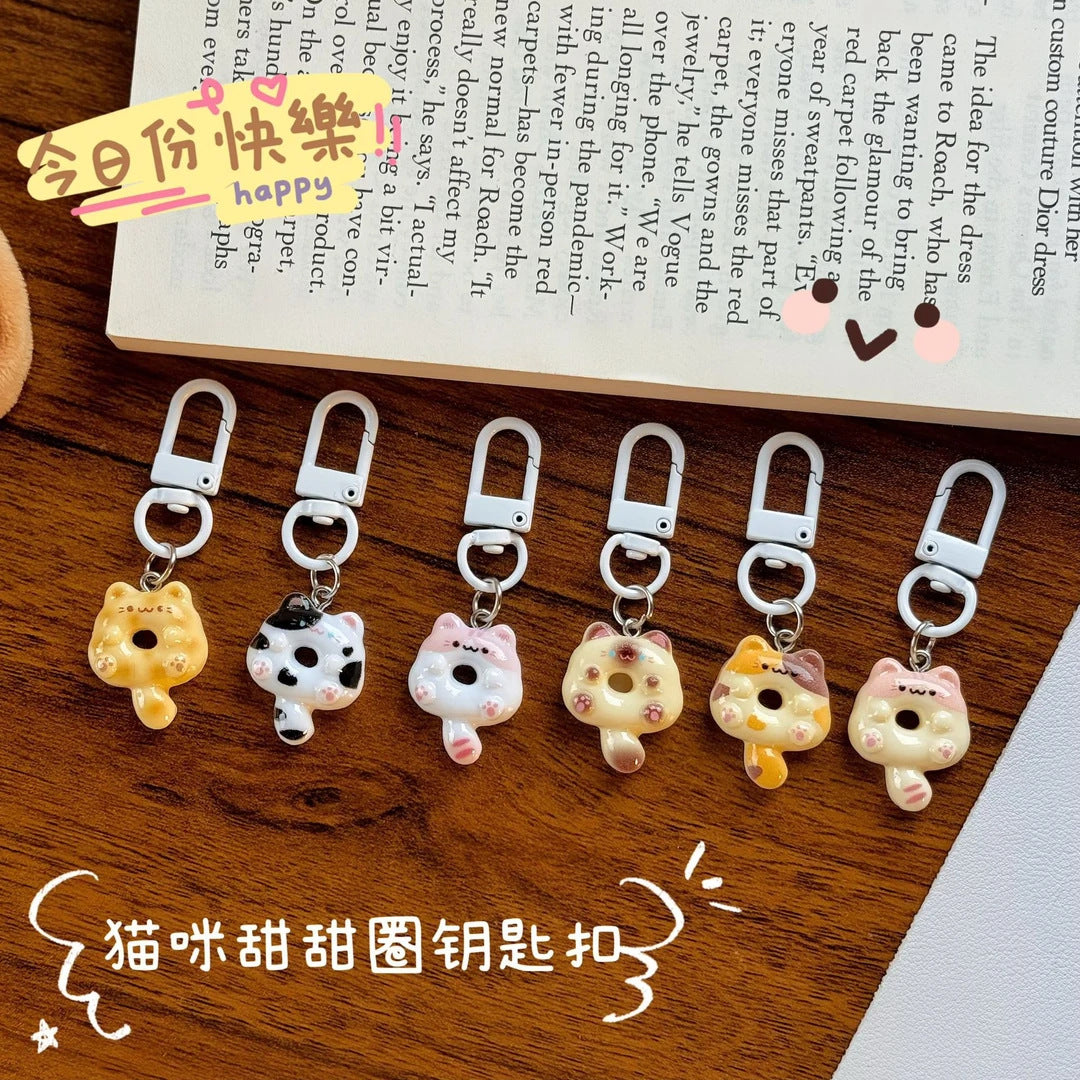 Wholesale Cartoon Cat Donut Keychain Resin Boutique Resale