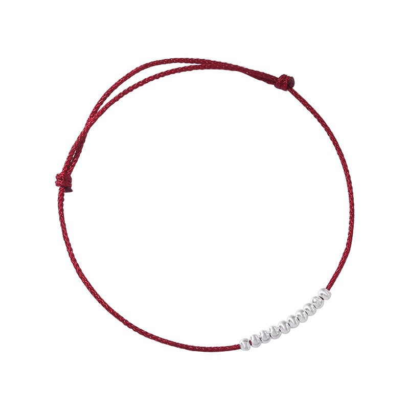 Wholesale red rope set S925 sterling silver hand-woven broken silver red rope bracelet