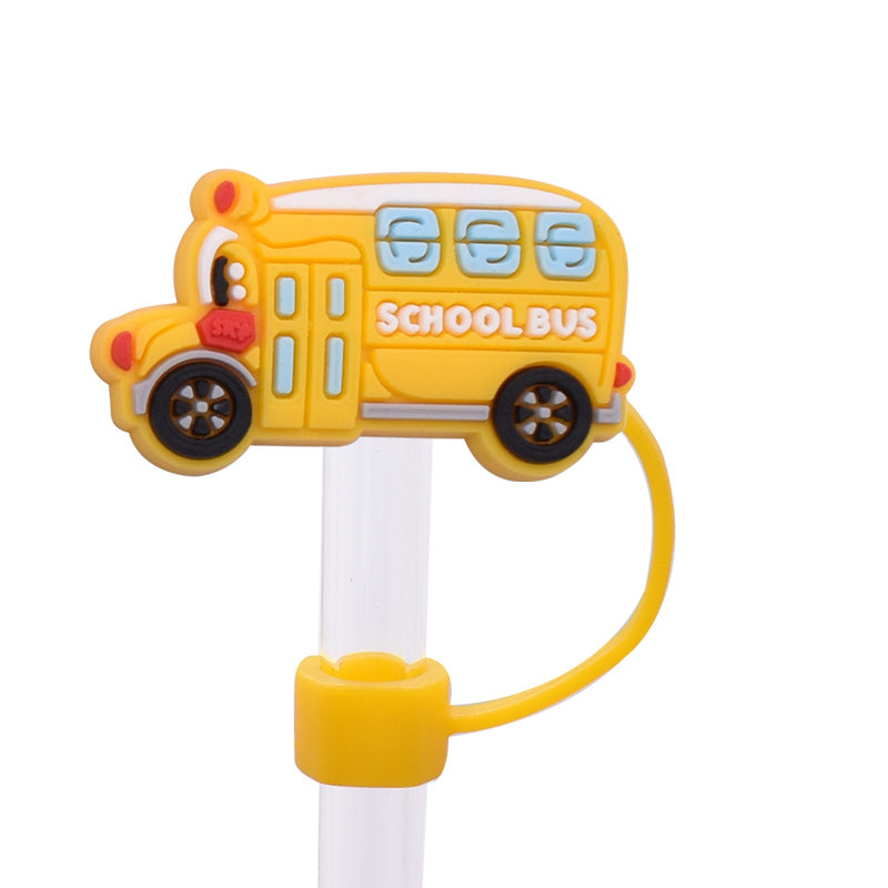 Wholesale Random 100pcs Back to School Series PVC Soft Straw Tube Cap