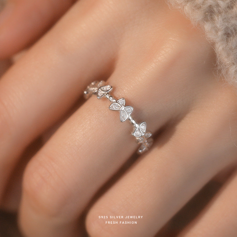 Wholesale light luxury butterfly s925 sterling silver ring
