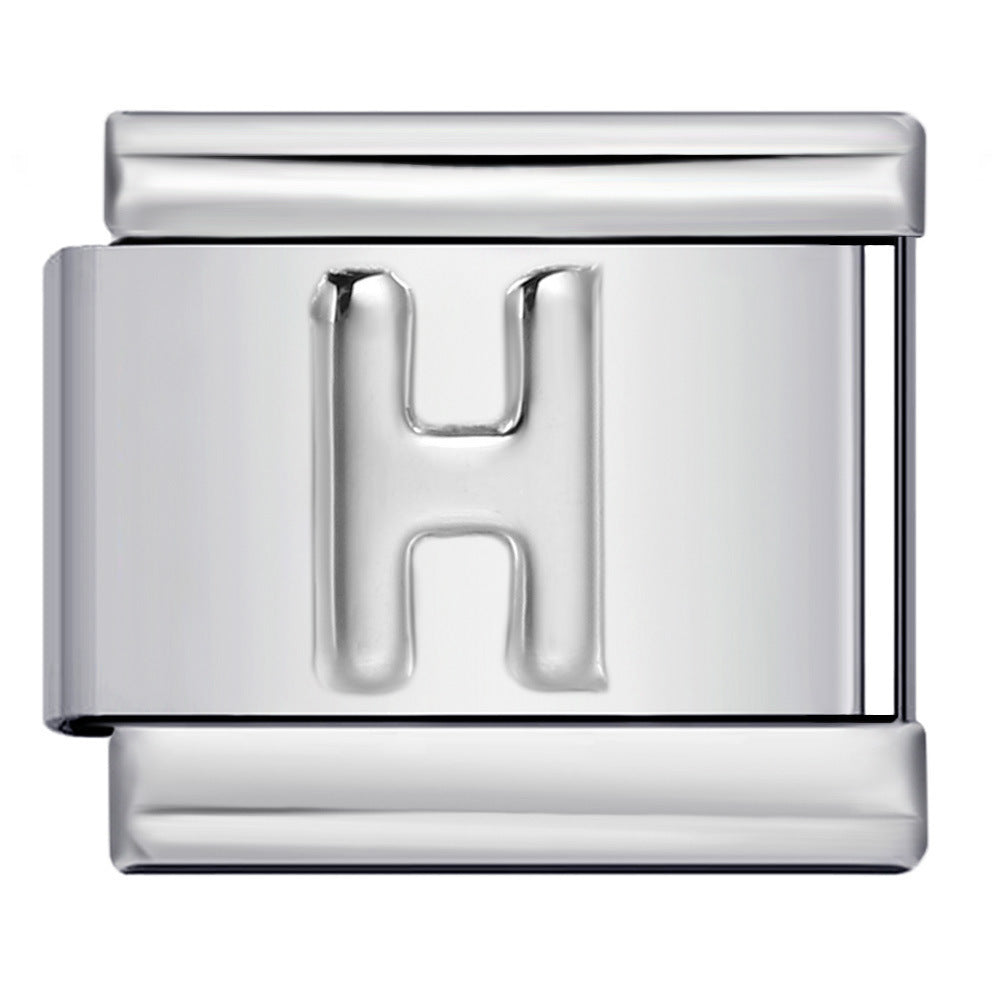 Wholesale  Italian Charm Bracelet 9mm DIY convex 26-letter  Creative Stainless Steel Composable Bracelet