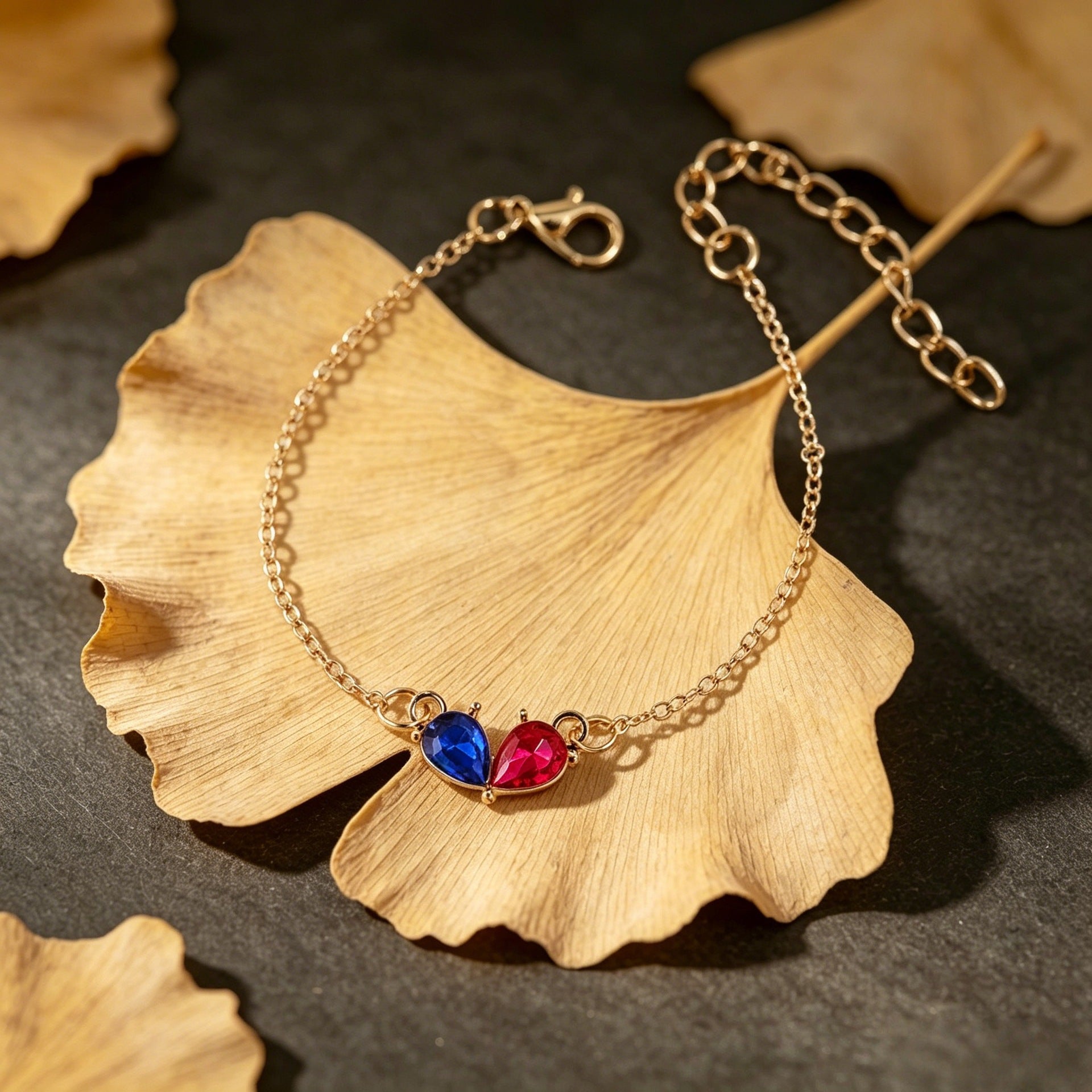 Wholesale Women S Gold Tone Drop Stone Bracelet Blue White Mix Trendy Jewelry Accessory Gift