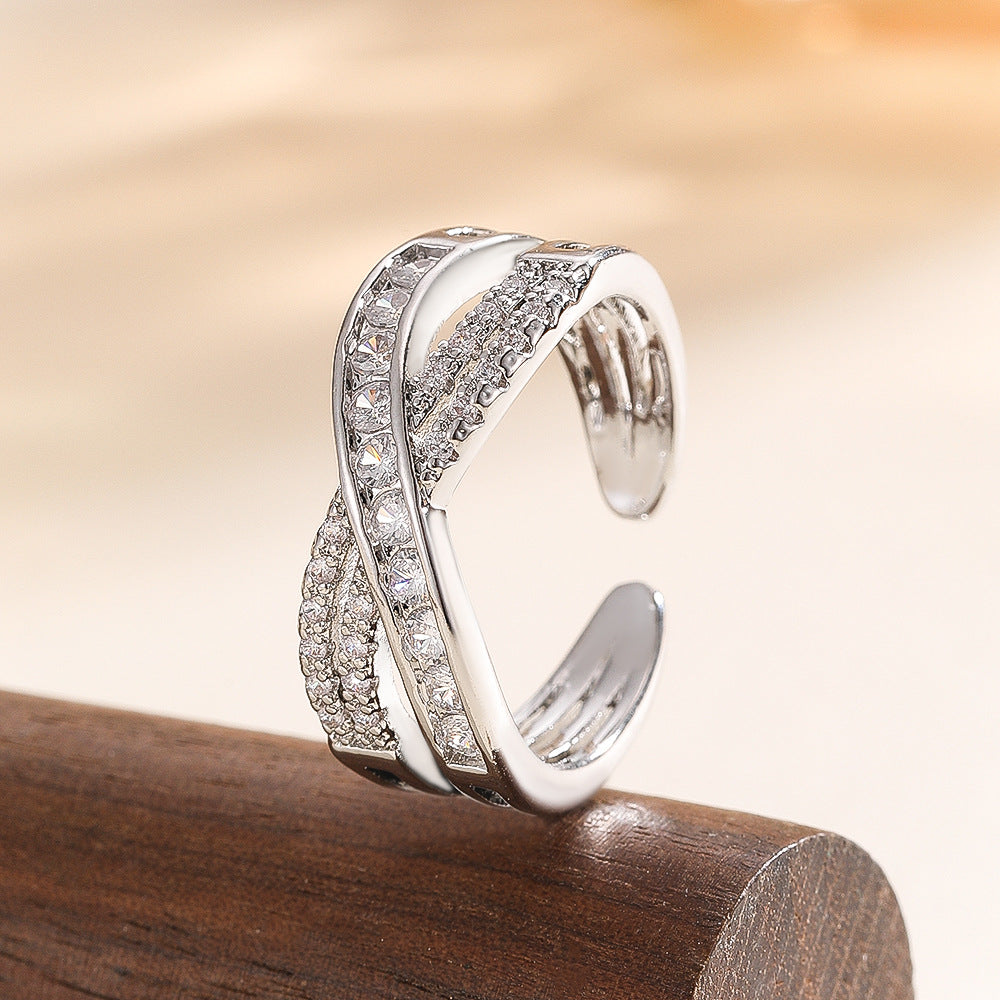 Wholesale Gold Moissanite Ring Adjustable Open Design Chic Women S Jewelry Gift