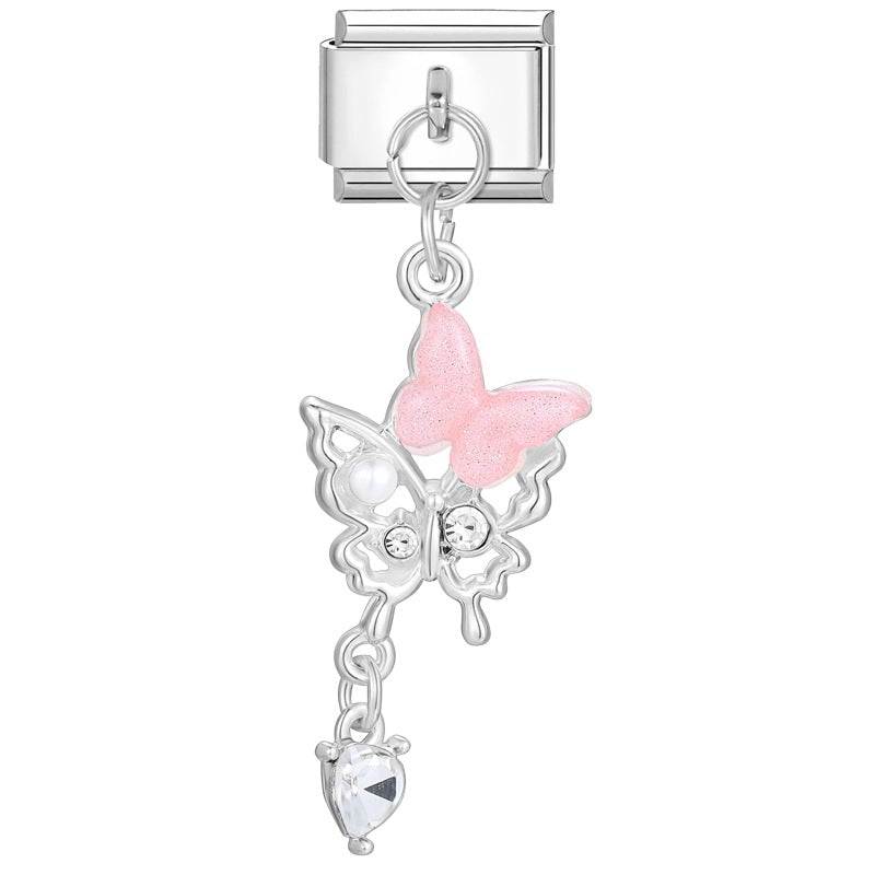 Wholesale Charms module handmade colored diamond pendant personalized butterfly moon DIY module bracelet