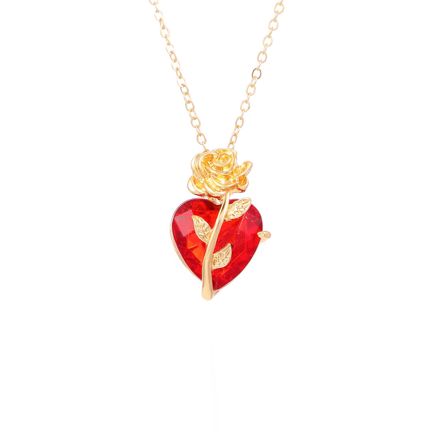 Wholesale Love Rose Gothic Flower Heart Shape Valentine's Day Necklace