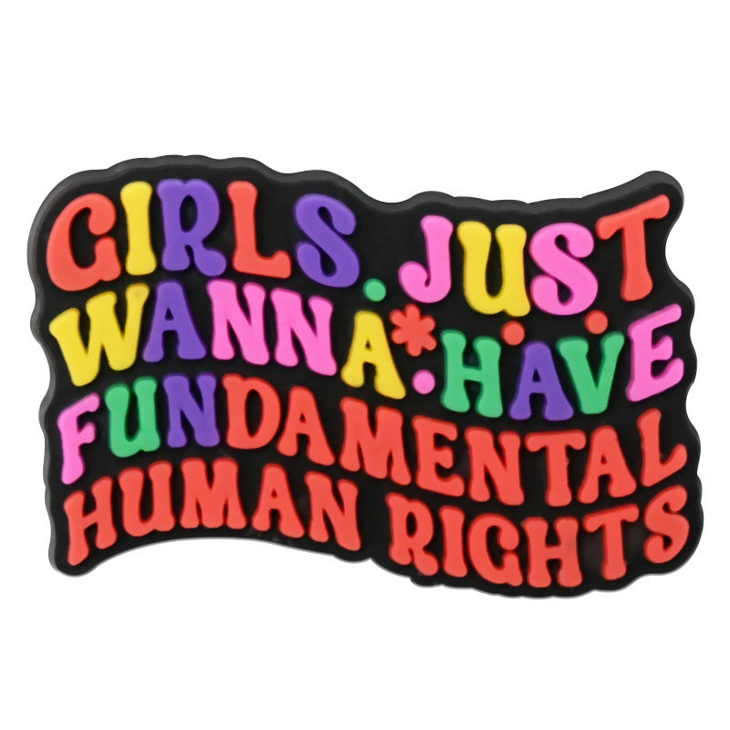 Wholesale Random 100pcs Creative and personalized phrase series   PVC Soft Rubber Shoe Buckle Decoration