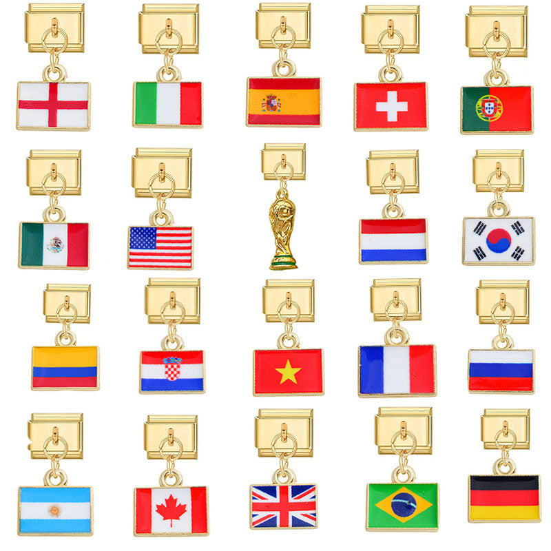 Wholesale Stainless Steel DIY Nation-themed Pendant Modules for Italy Fashion Accessory