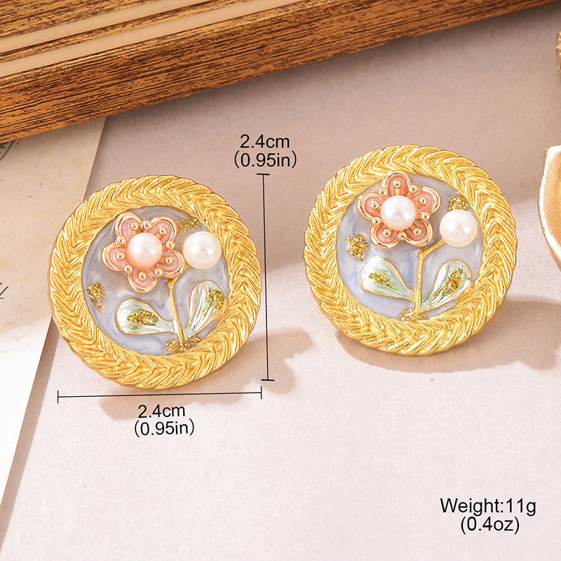 Wholesale Baroque Natural Pearl 925 Silver High-End  Earrings