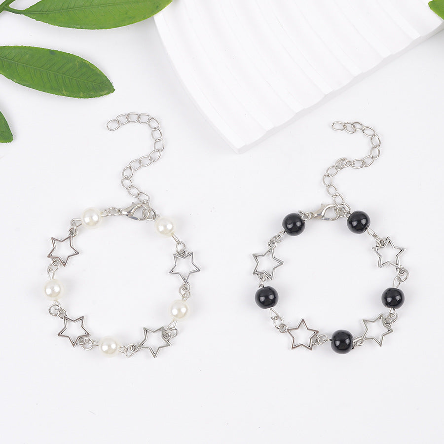 Wholesale Retro Star Pearl Bracelet Punk Hollow Design Stylish Jewelry Accessory For Gift