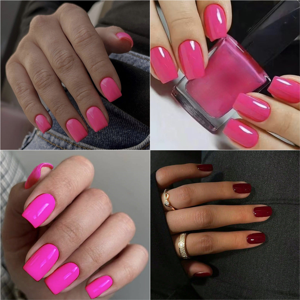 Wholesale 24pcs/box Glitter Nail Stickers Solid Color Rectangle Wearable Nail Press-On Nail Set ACC-NS-HaoYi029