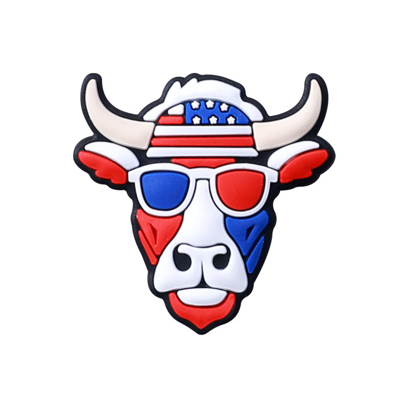 Wholesale 20pcs American Independence Day Bull Head Silicone Focal Beads DIY Beaded Pen Accessories ACC-BDS-HeXing016