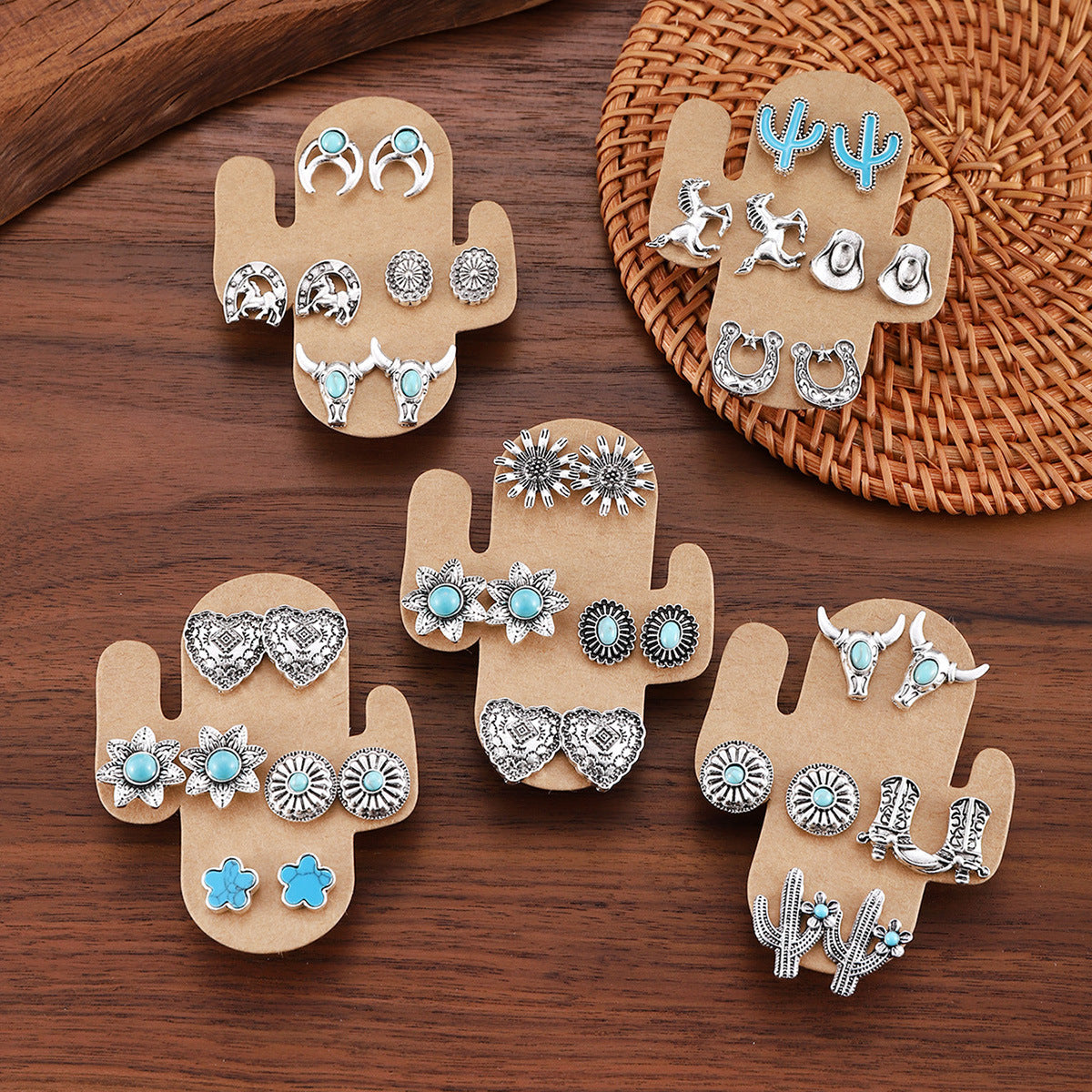 Wholesale Retro Bull Head Boots Set Earrings