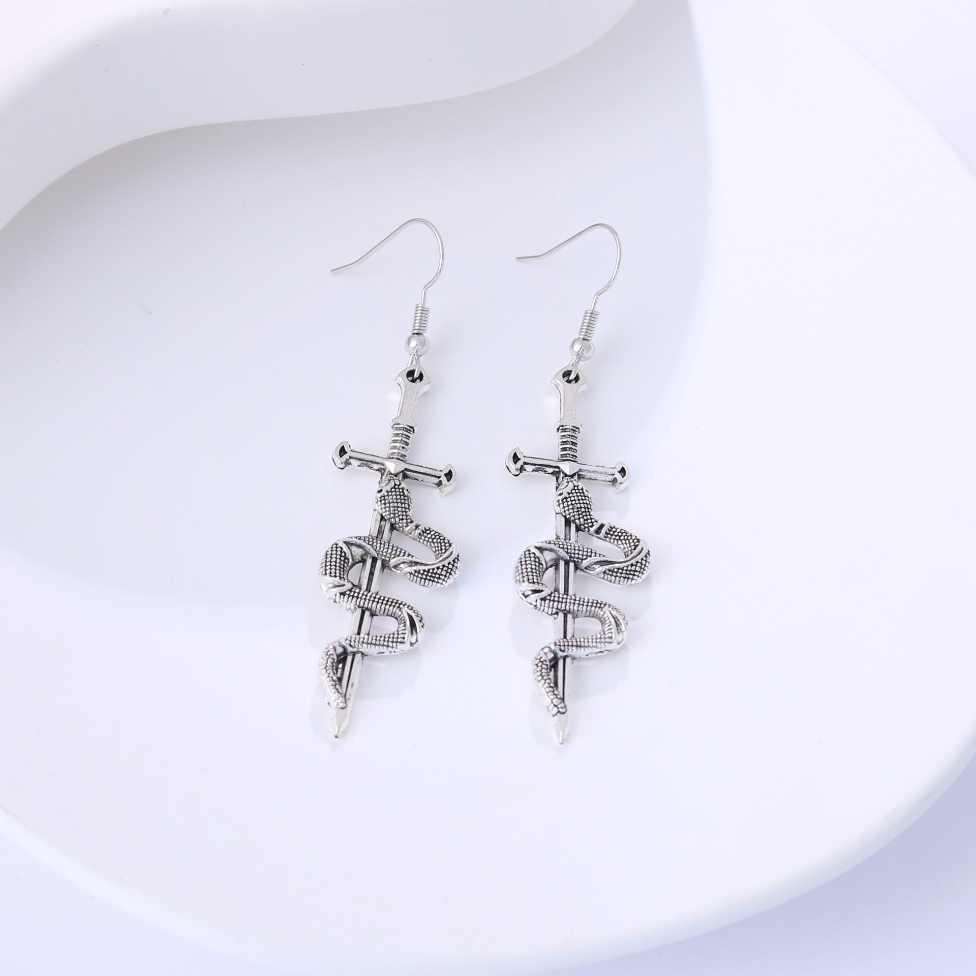 Wholesale Vintage Snake Cross Earrings Exaggerated Design Fashion Jewelry Accessory For Party Gift