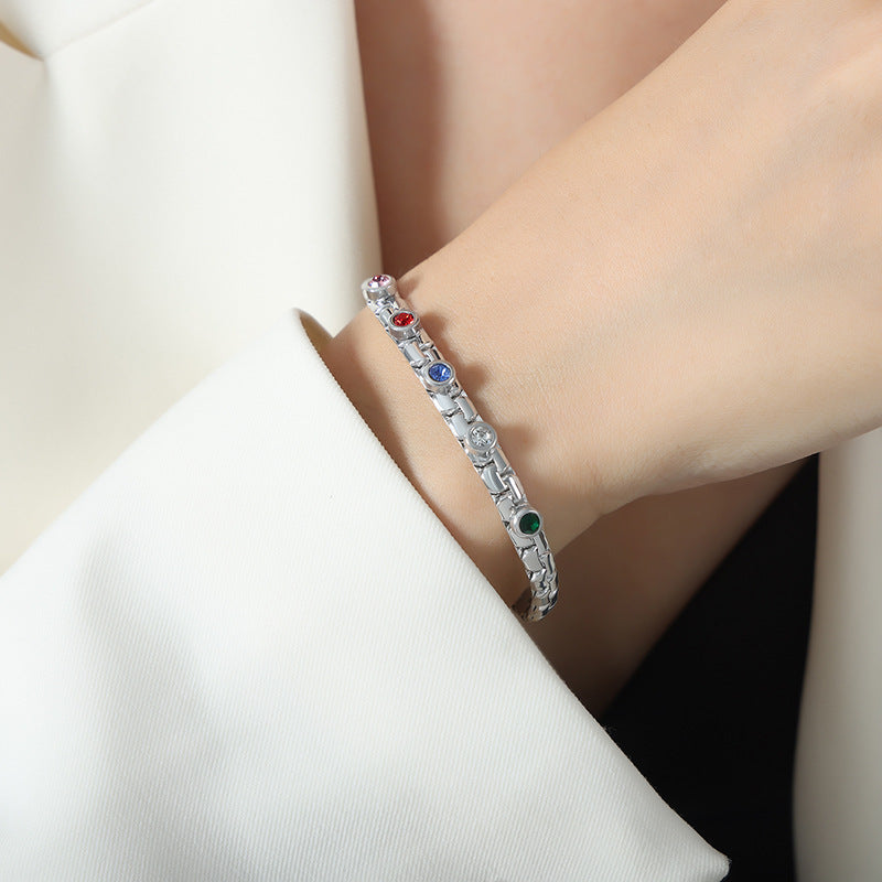 Wholesale Titanium Steel Bracelets Diamond Gold Plated Bracelet ACC-BT-MiLi001