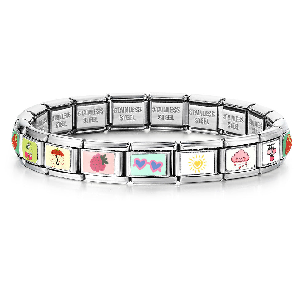 Wholesale Stainless Steel Heart Shaped Cloud DIY Patchwork Modular Bracelet for Boutique Resale