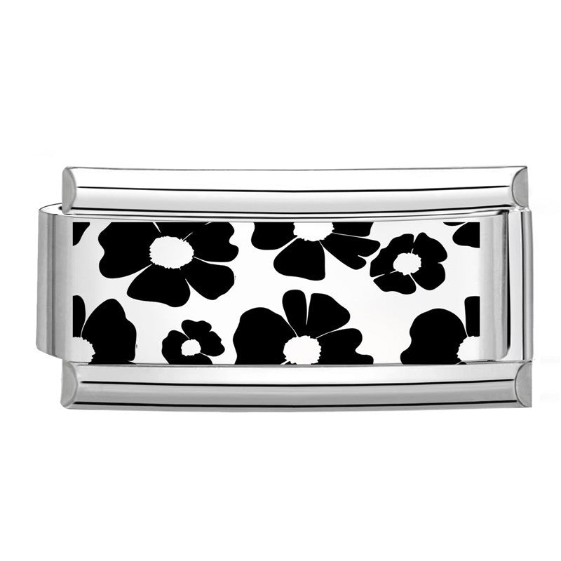 Wholesale Italian Charm Bracelet 9mm DIY Splicing Long Black and White Series Stainless Steel Composable Bracelet