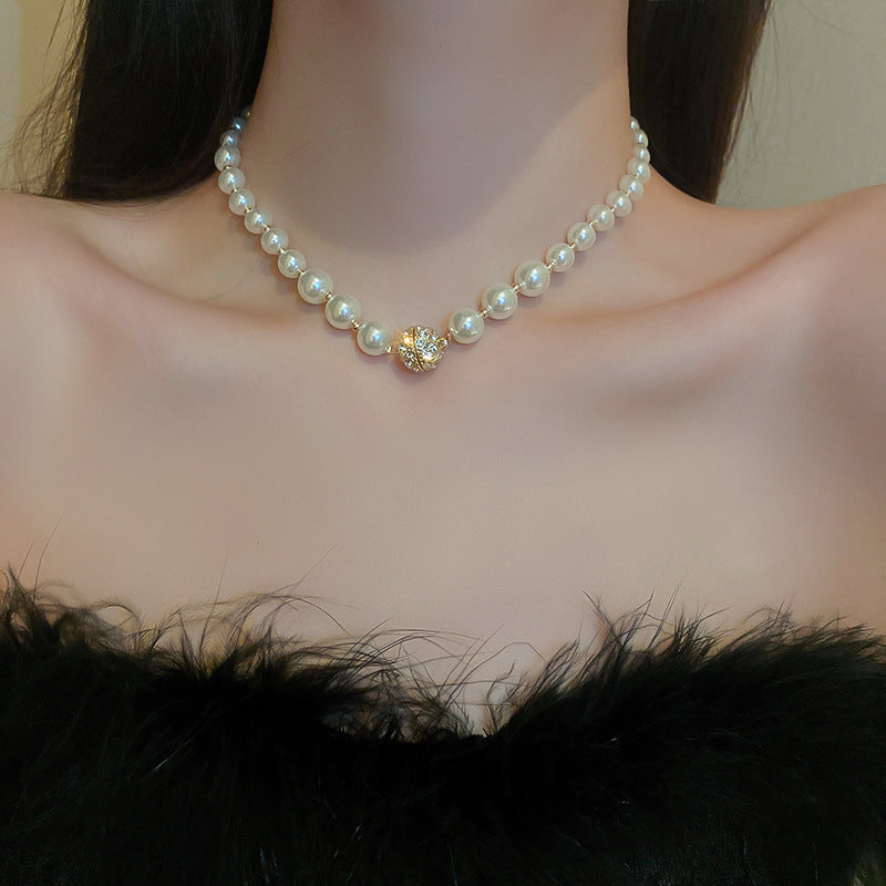 Wholesale Lace Collar Rhinestone Pearl Necklace