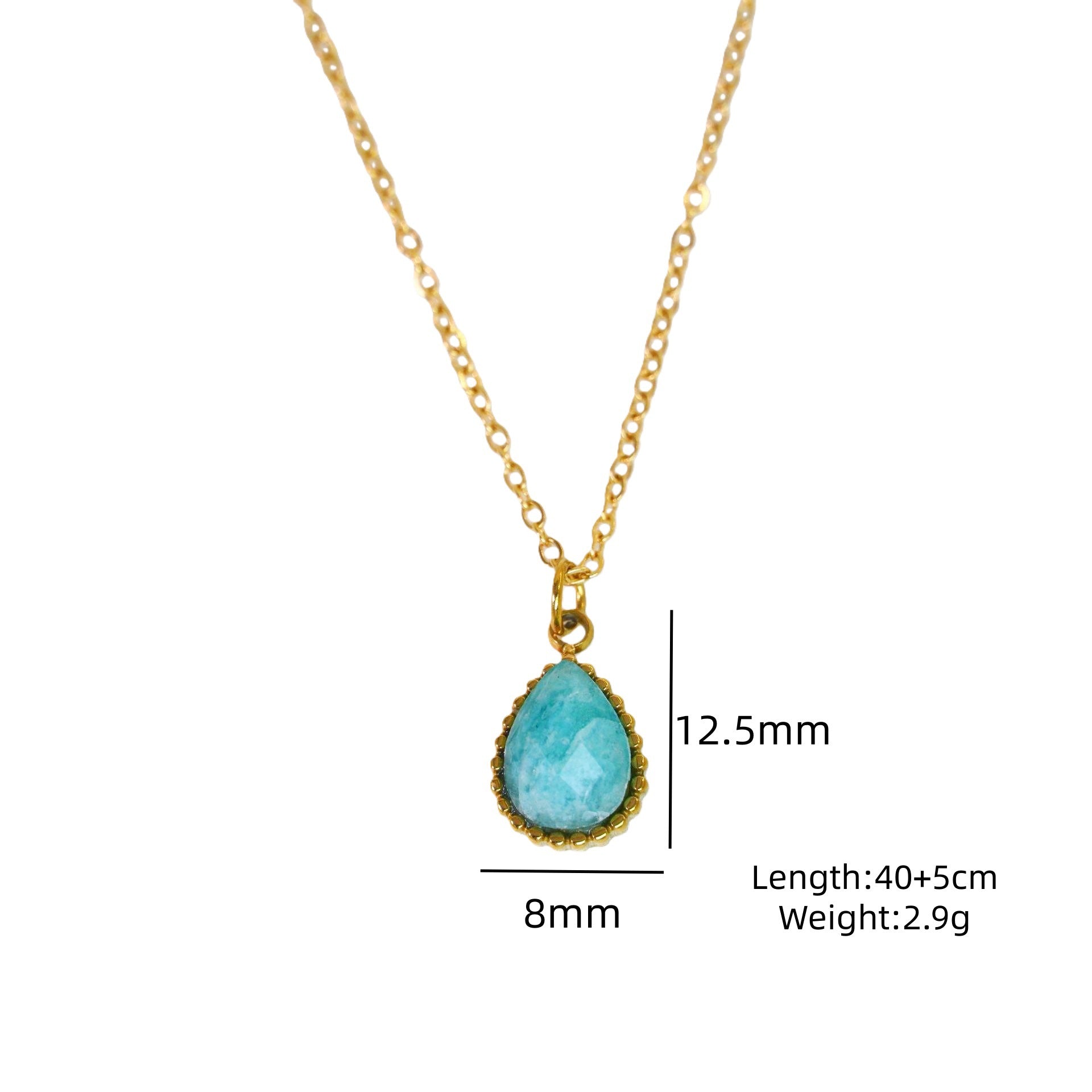 Wholesale Light Luxury Blue Tianhe Stone 14K Gold Plated Titanium Steel Necklace,  Fashion Jewelry Accessory Gift