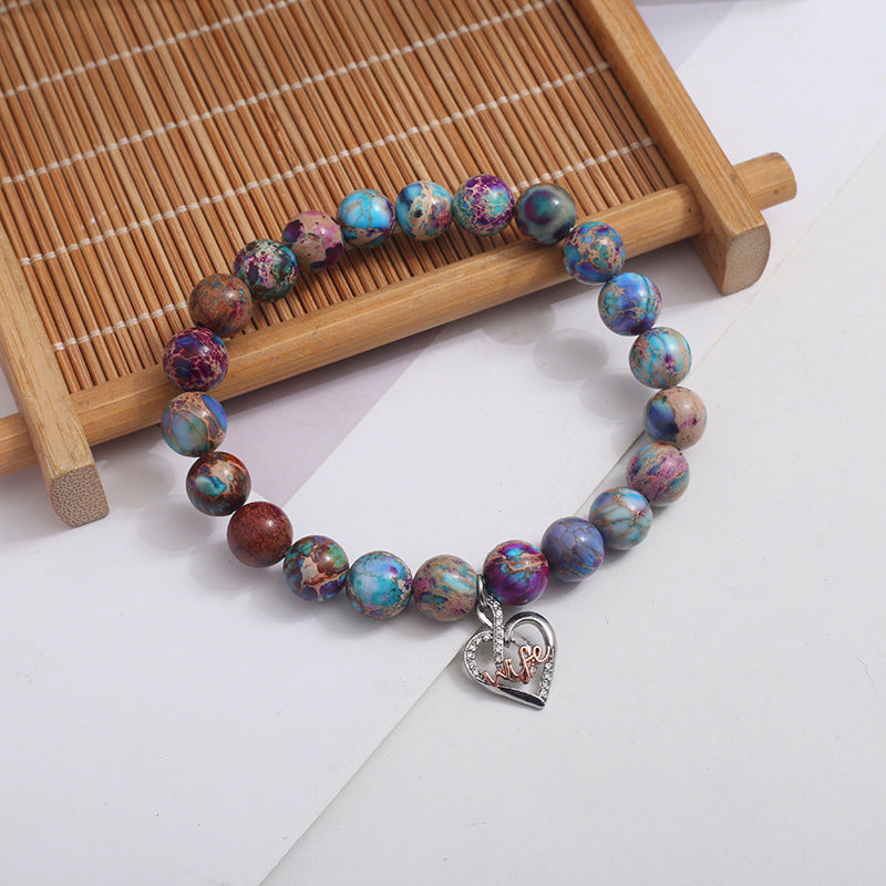 Wholesale Colorful Emperor Stone Bracelet Love Pendant Bracelet Heart Bracelets ACC-BT-Yima010