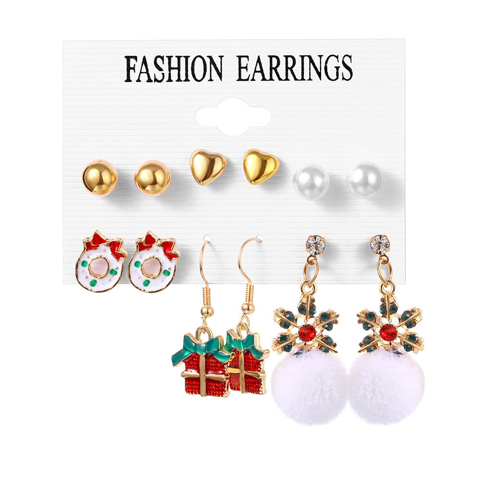 Wholesale Christmas Bell Elk Earrings Six-piece Set ACC-ES-Anduo003