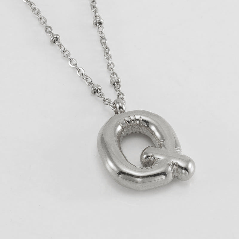 Wholesale  bubble letter necklace 18K stainless steel English letter pendant jewelry