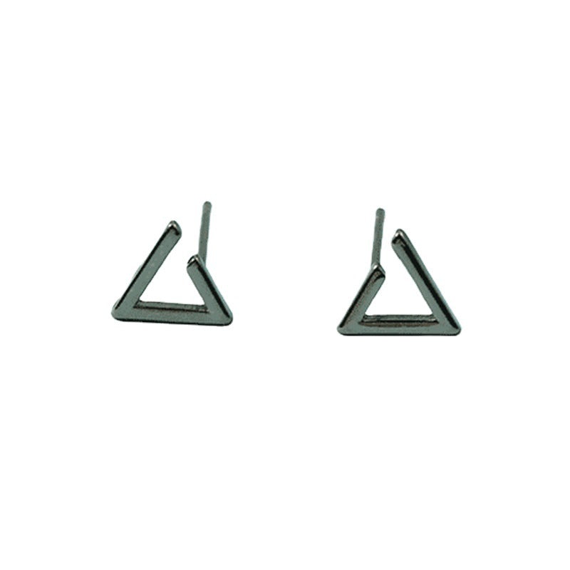 Wholesale open triangle mini black hollow versatile earrings