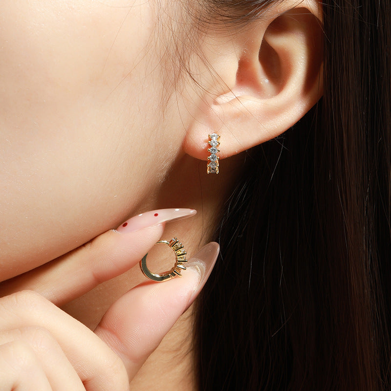 Wholesale Zircon Earrings Ear Buckle Alloy Gold Plated  Earrings