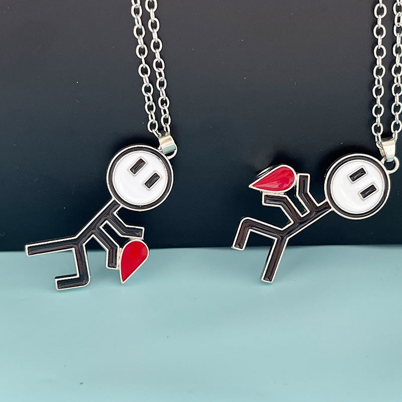 Wholesale Stickman Love Valentine's Day Love Magnet Necklace