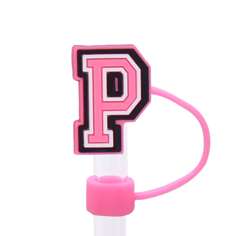 Wholesale Random 100pcs Pink letter cartoon Straw Cover Straw Tube Cap
