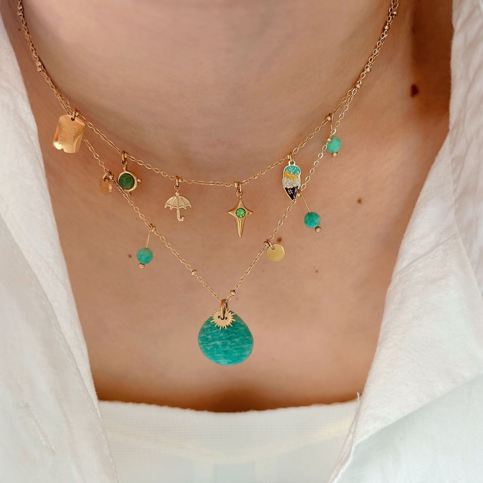 Wholesale  Love Stone Necklace Light Luxury Stainless Steel Chain