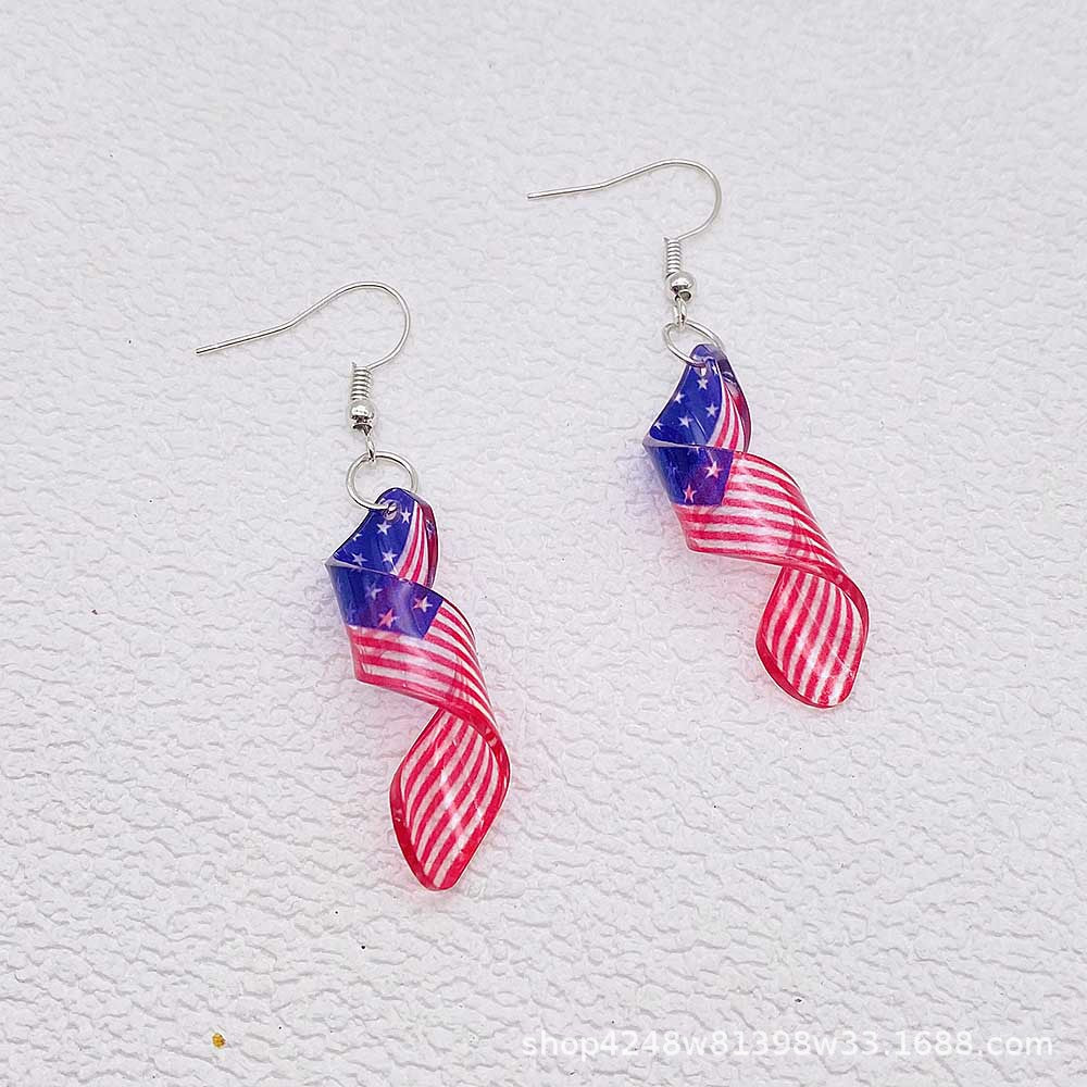 Wholesale Independence Day Earrings Set Pentagram American Flag Acrylic Necklace Earrings ACC-ES-SuSheng001