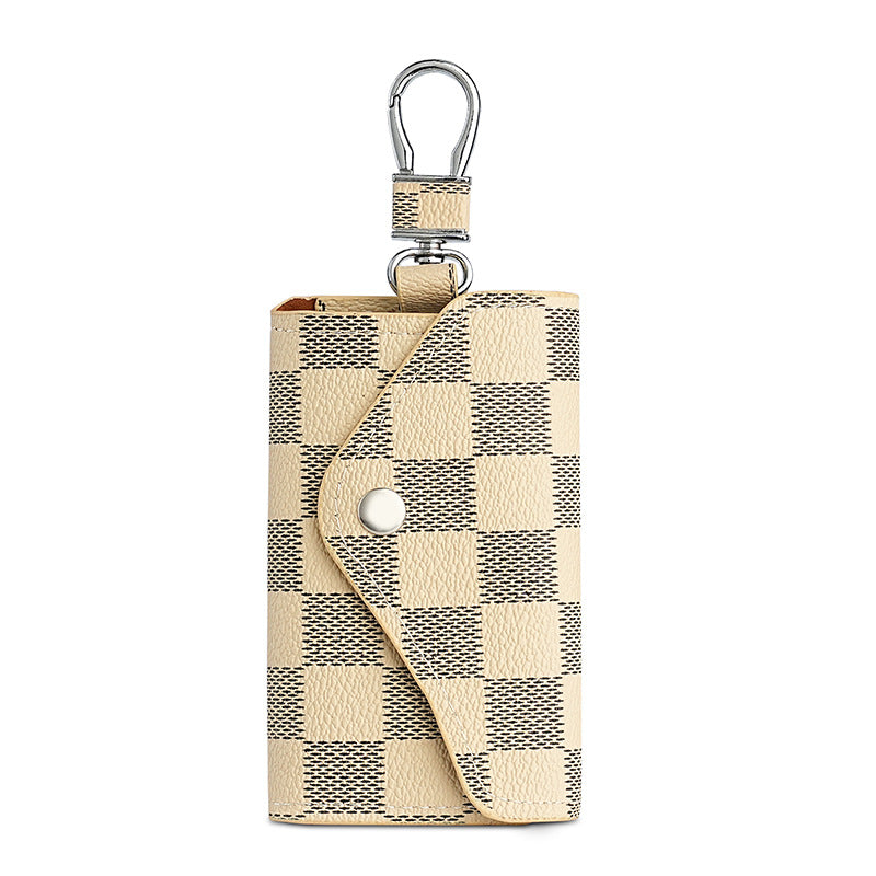 Wholesale Stylish Plaid Car Key Bag With PVC And Snap Button Unisex Boutique Resale