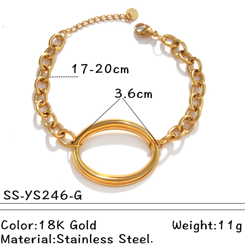 Wholesale Stainless steel bracelet with 18K gold plating,  geometric square and heart shape.