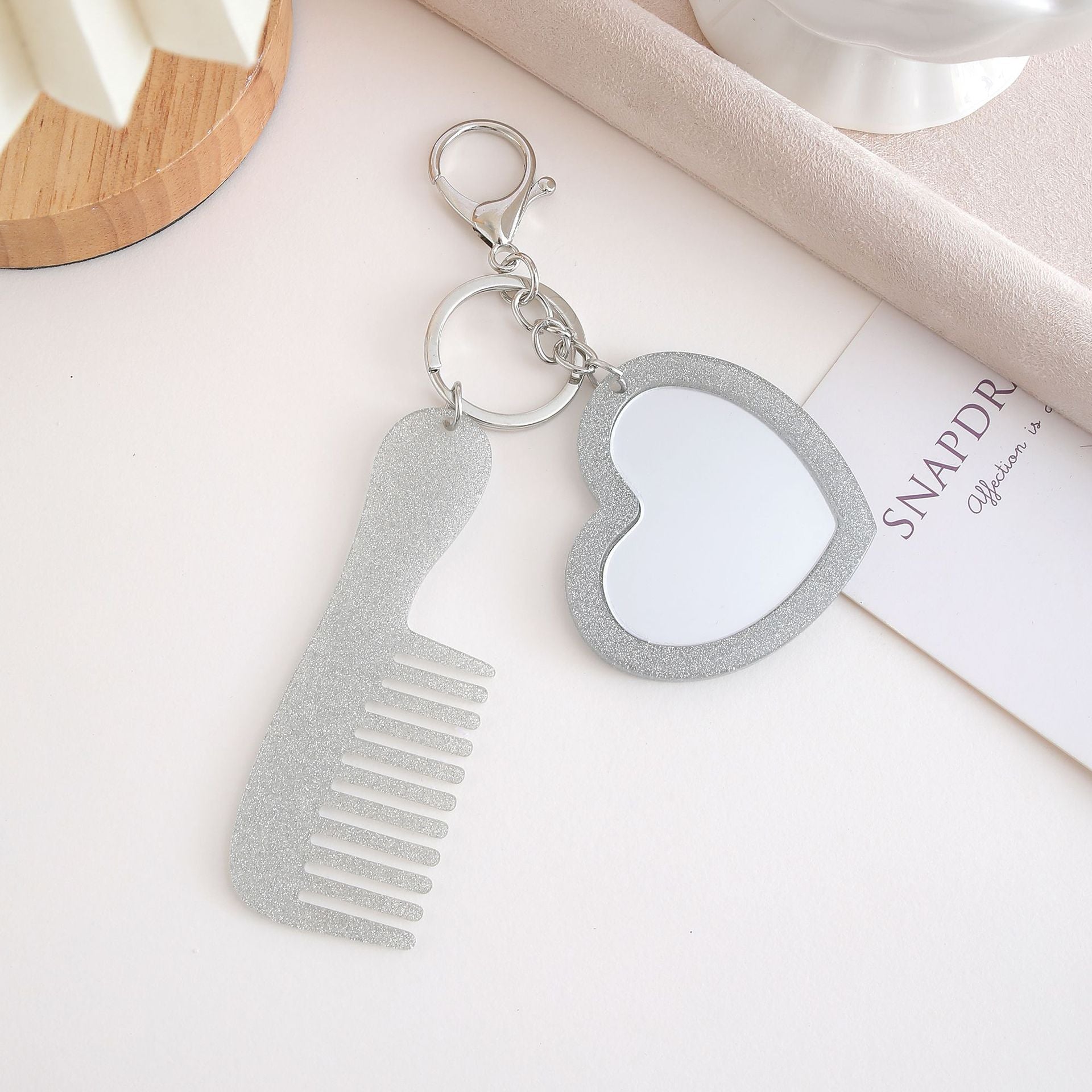 Wholesale Glitter Heart Makeup Mirror Keychain