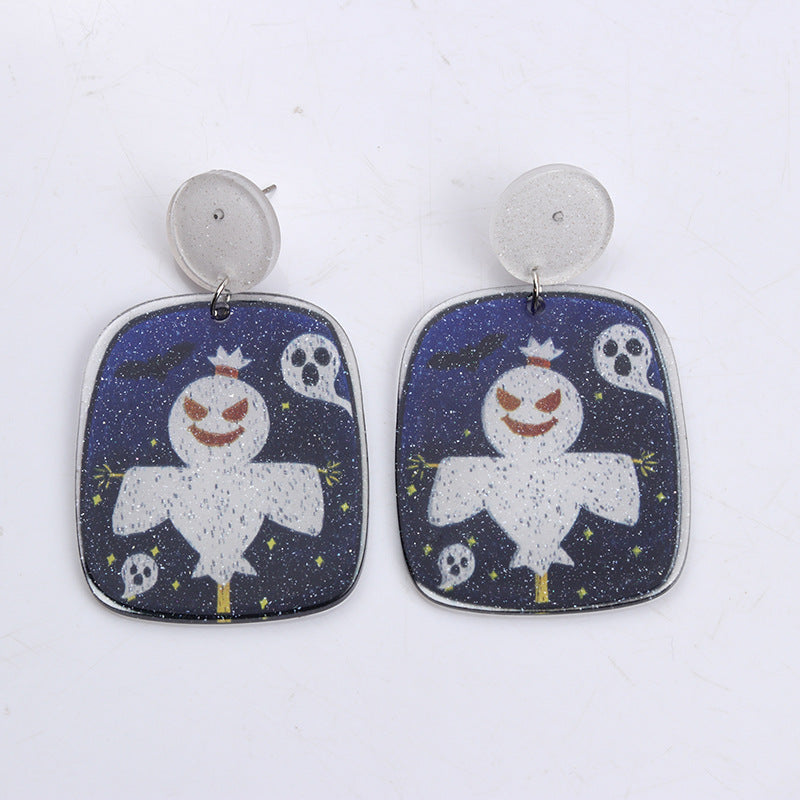 Wholesale Halloween square stud acrylic earrings