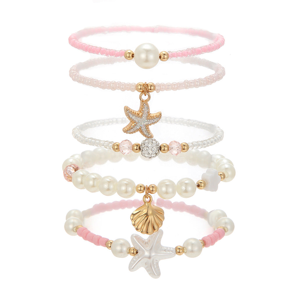 Wholesale Bohemian Beaded Bracelet Set,  Geometric Alloy Glass Beads,  Trendy Charm Bracelets for Women,  Jewelry Accessory
