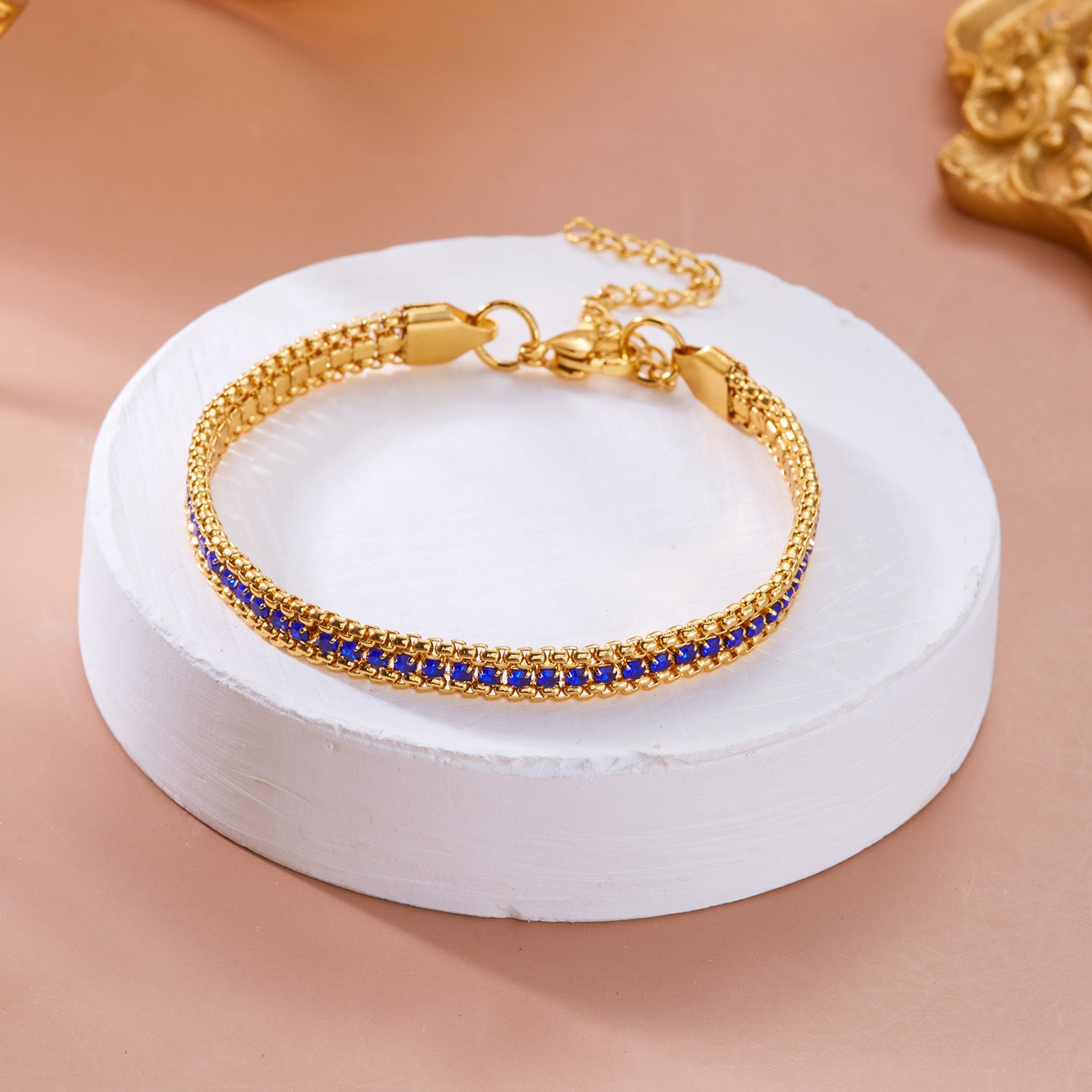 Wholesale Stainless Steel Diamond Bracelet Color Zircon Rhinestone Claw Chain