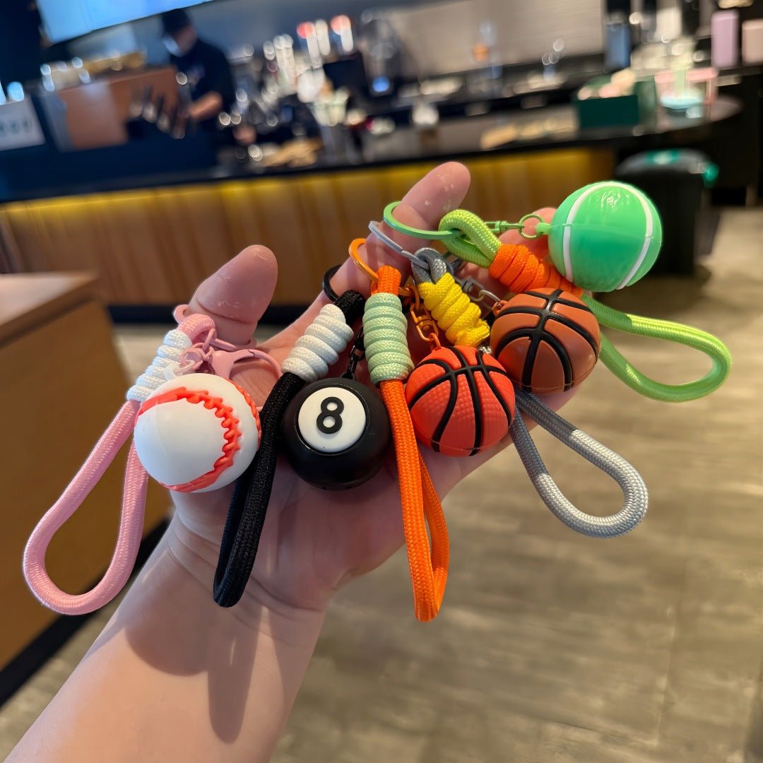 Wholesale Cartoon Sports Ball Keychains PVC Basketball Football Bag Charm for Boys