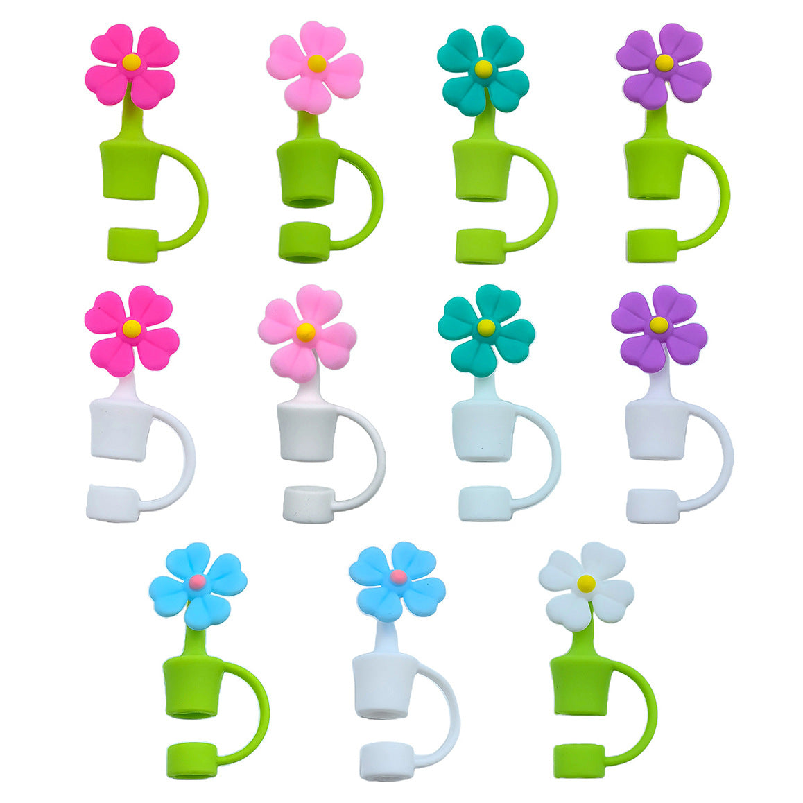 Wholesale 10pcs Flowers 10mm PVC Soft Straw Tube Cap