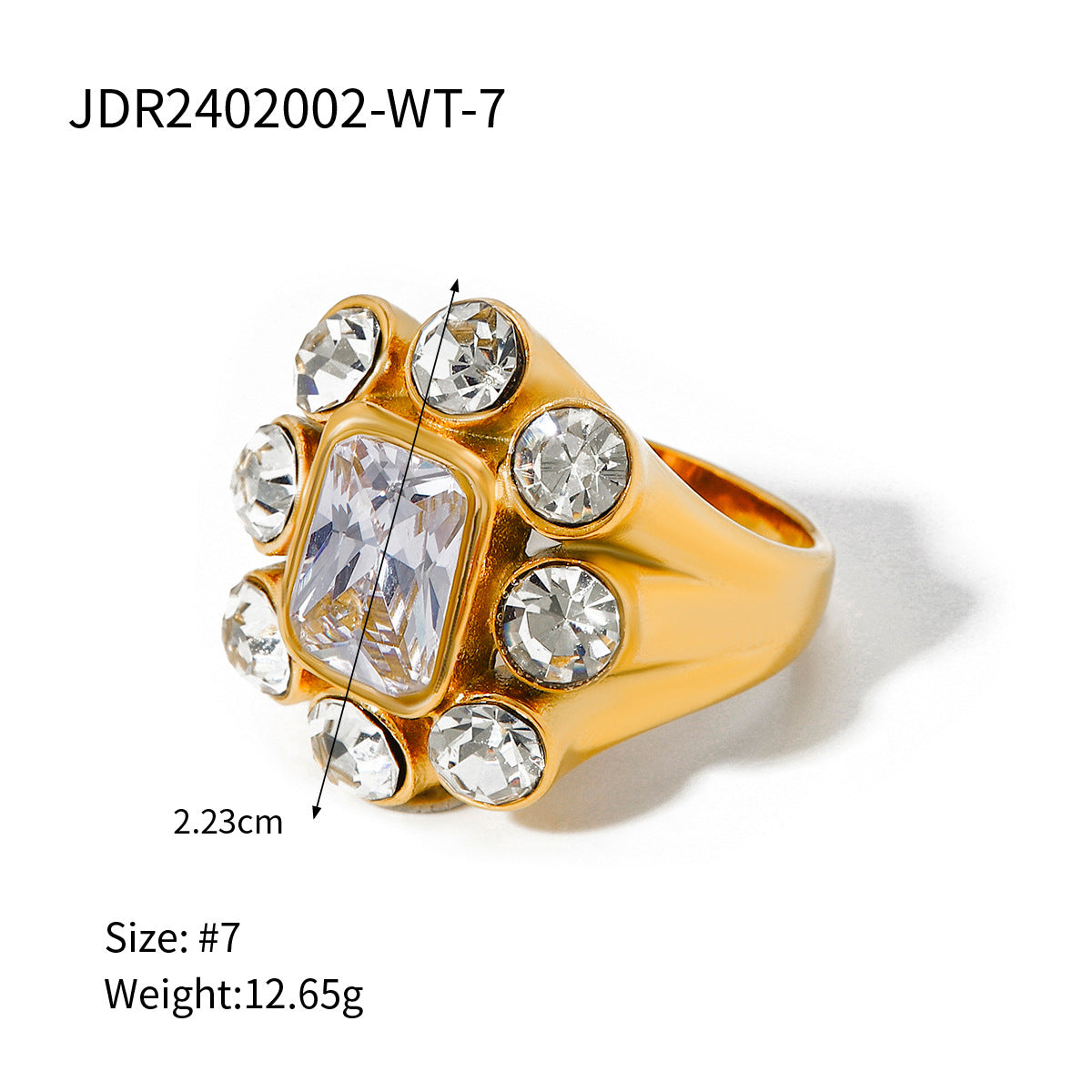 Wholesale 18k Gold Stainless Steel Zircon Opening Ring