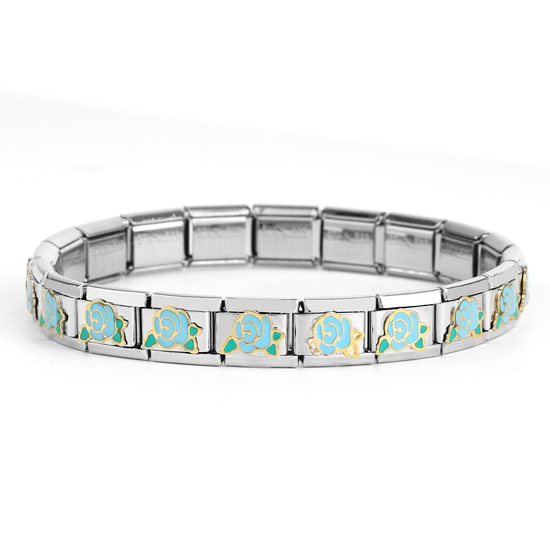 Wholesale 5pcs Italian Charm Bracelet 9mm DIY Spliced Removable Stainless Steel Rainbow Composable Bracelet ACC-BT-XY021