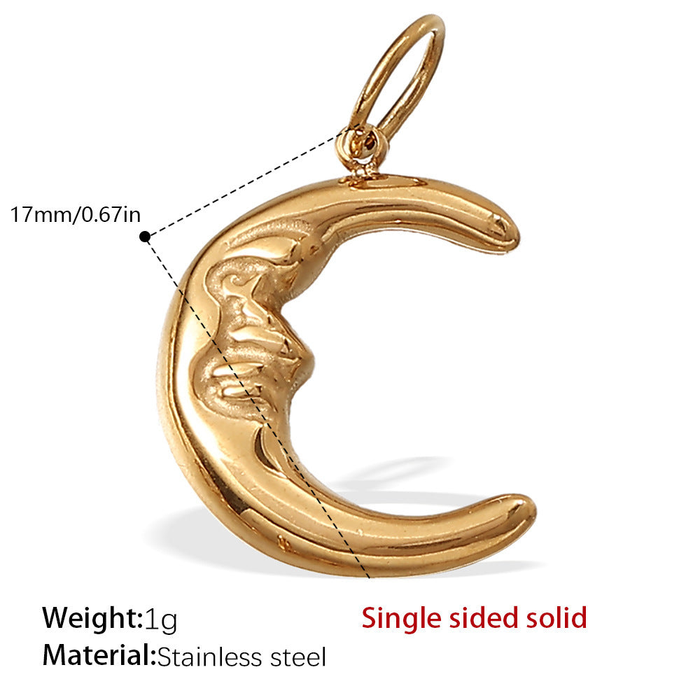 Wholesale Diamond-Encrusted Star and Moon Titanium Steel Pendant Accessories