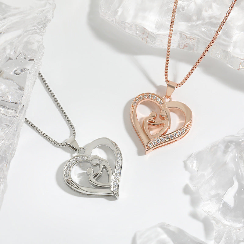 Wholesale mother-child pendant Mother's Day gift mother's love mother female heart-shaped necklace