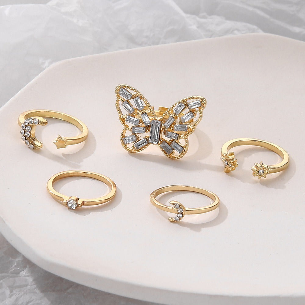 Wholesale Personality Casual Big Butterfly Ring Set