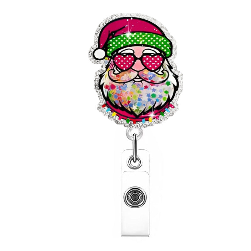 Wholesale acrylic Christmas office staff name tag retractable badge
