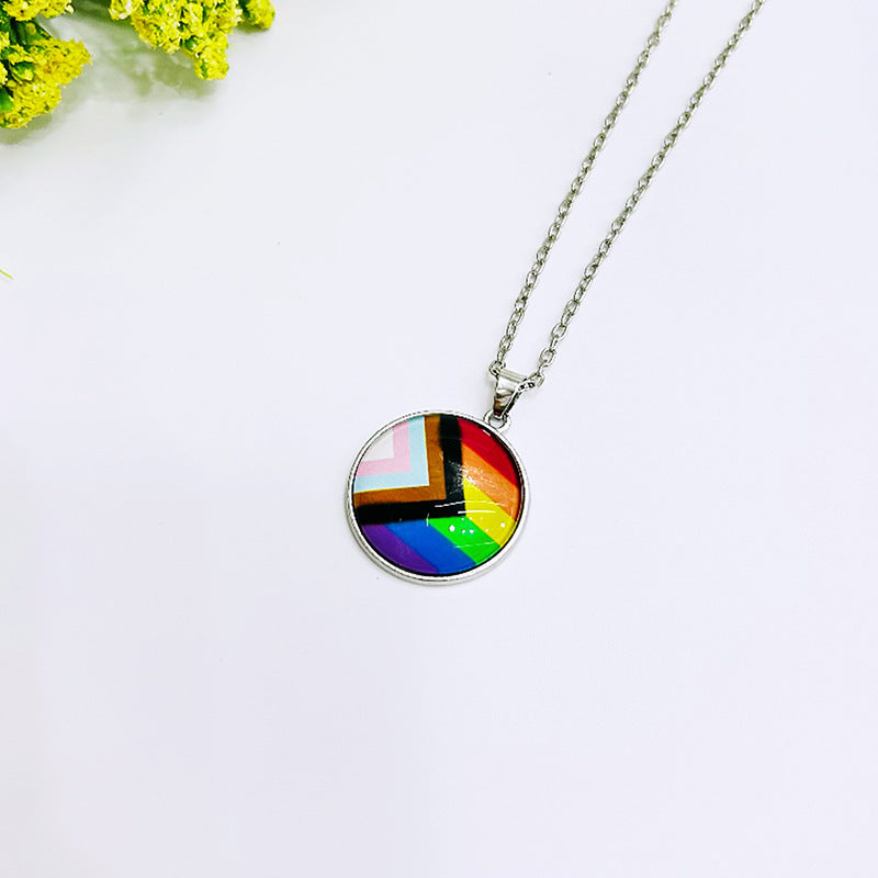 Wholesale Rainbow Flag Same-sex Six-color Pendant LGBT BraveLove Necklace ACC-NE-Guangg001